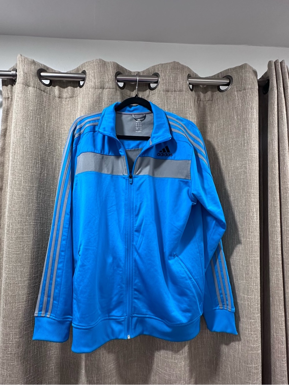 Men’s Adidas Blue Track Jacket with Gray Accents